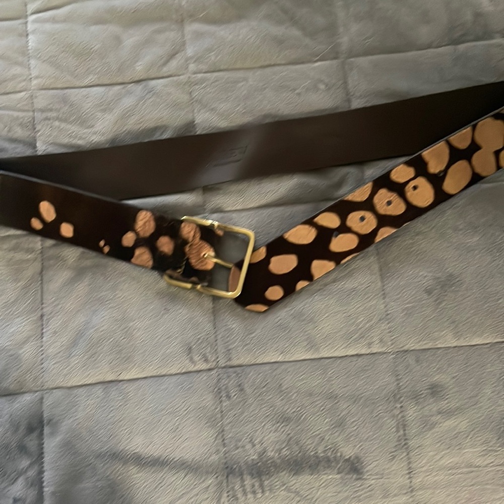 JCREW brown and tan calf hair belt